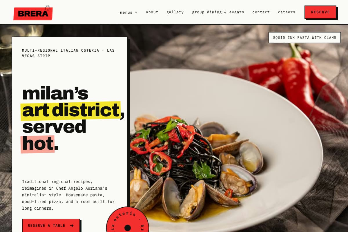 Brera Osteria homepage: milan's art district, served hot.