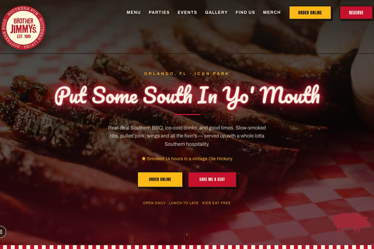 Brother Jimmy's BBQ homepage: Put Some South In Yo' Mouth
