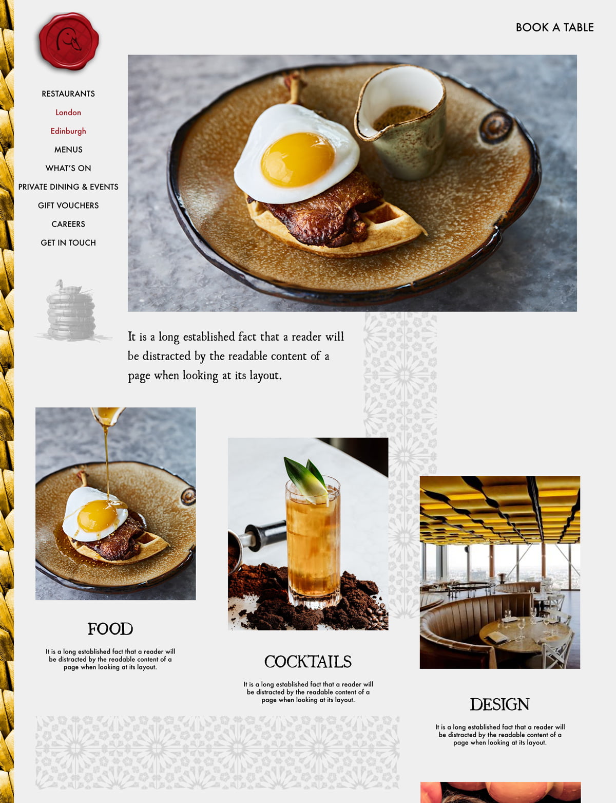 Duck & Waffle website design landing page Duck & Waffle website design landing page