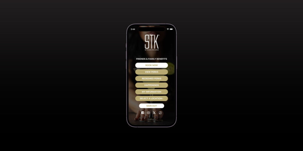 STK Steakhouse iOS app screenshot on iphone