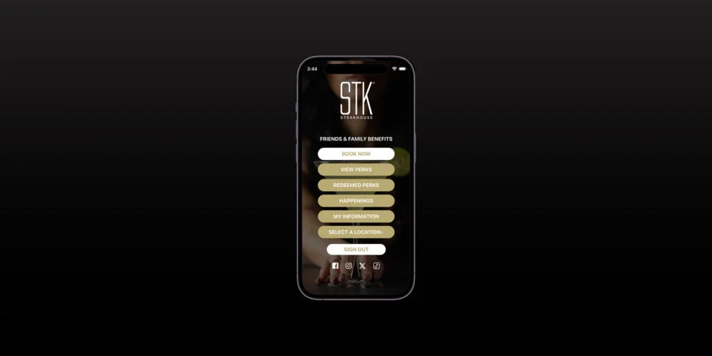 STK Steakhouse iOS app screenshot on iphone